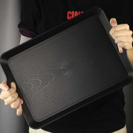 Huanjin Japanese-style pallet with wood grain with handle plastic end dishes rectangular hotel restaurant black non-slip Korean portable tray Korean 693 tray