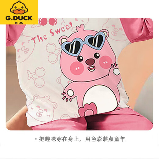 G.Duckkids Girls Pyjamas Modal Children's Long Ärger dünne Feder- und Herbst mittelgroße Kindermädchen-Heimkleidung 2024 Neues Set 2M-ST-11303 8 Größen (100-110) cm