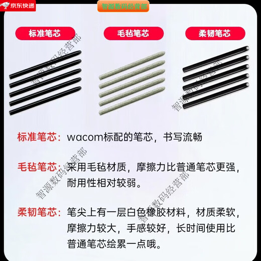 Wacom笔芯数位板CTL672 472 6100 671影拓651 660手绘...  0x0cm 原装一代毛毡笔芯5支装 【送换笔器】