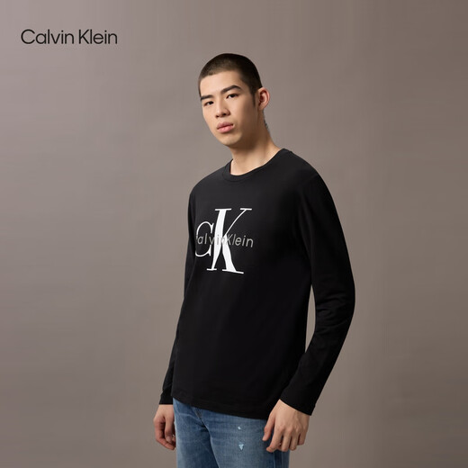 Calvin Kleinjeans 25 Herbst neue Männer lässig Klassiker CK Buchstabe Druck unter Boden Runde Hals Langarm T-Shirt 4rd869g