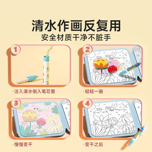 时光学儿童水画本儿童玩具涂色绘本涂鸦绘画填色画册男孩女孩生日礼物
