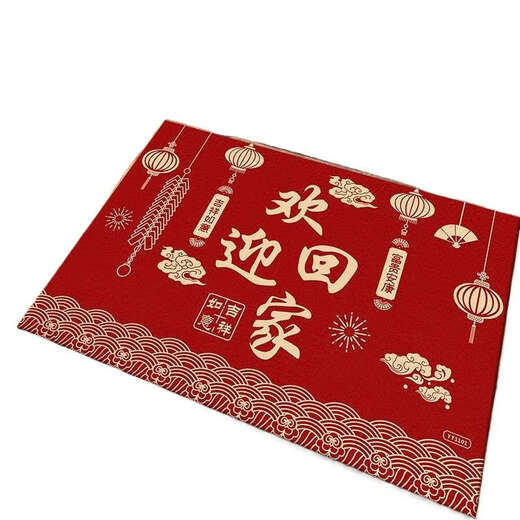 恩宝乐进门地垫入户门垫防滑吸水垫红色家用玄关脚垫喜庆进门门外门口 硅胶底水晶绒YY1047 1件数 40*60CM升级硅胶底防滑耐