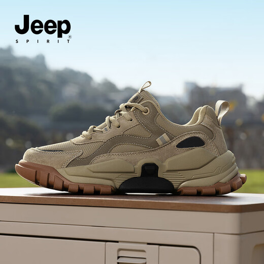 
JEEP SPIRIT Jeep Men's Shoes 2025 Summer New Breathable Casual Shoes Men's Teen Outdoor Sports Daddy Shoes Men's Rock Sand Color 42