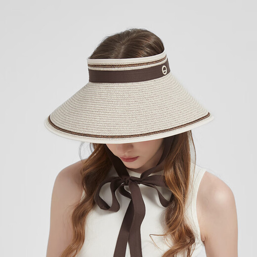 
Kenmont Women's Sunscreen Hood UV Ribbon Fisherman's Hat Big Hat Egg Roll Straw Hat 6218 Cream Rice One Size 55-59cm