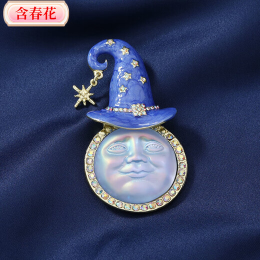 Containing spring flowers, medieval light luxury fantasy blue face brooch, retro art moon hat brooch, sunflower smiley face corsage, snowflake brooch, rose flower smiley face