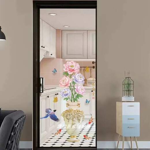 Pegatina de vidrio de la puerta de una sola sala de estar y cocina pegatina corredera de la puerta corredera Pegatina de puertas abiertas Decoración del año nuevo chino Decoración anti-colisión 9274 号