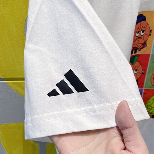 阿迪达斯 （adidas）短袖男2024夏季篮球运动服纯棉圆领印花白T恤 IP3884/棉 M 135-155斤