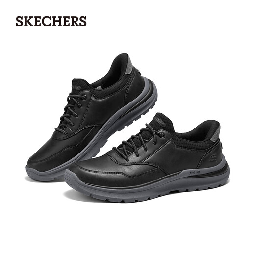 Skechers leather shoes men's slip-on soft-soled casual leather shoes 2025 autumn new arch support flash-on shoes 205492