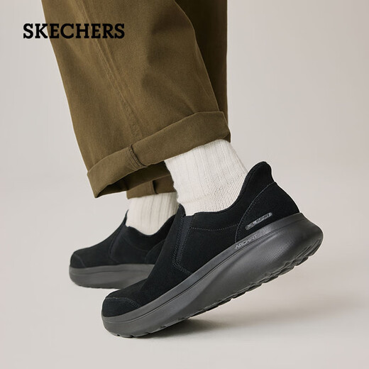 Skechers walking shoes men's velvet warm autumn and winter new comfortable sports casual shoes one-leg walking shoes 217081