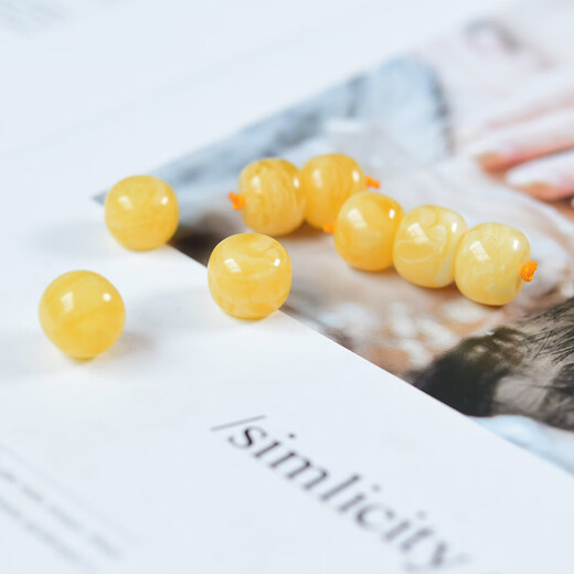 Xuanxia natural beeswax single beads loose beads old-style barrel beads drum beads pier with bead bracelet accessories top beads waist beads beeswax beads about 10 mm single bead with certificate