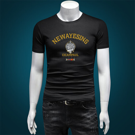 T-shirt à manches courtes de Soodu Shark, Impression de coton mercerisée du cou rond d'été, décontractée, blanc [6227 #] S [90--120jin [Jin est égal à 0,5 kg]]]