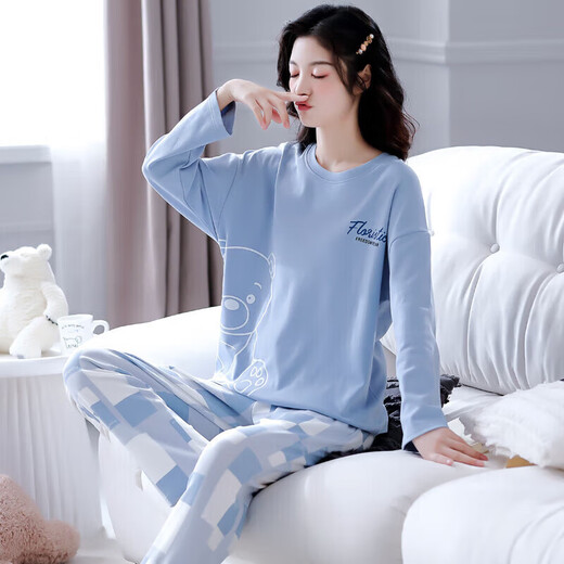 Pang Donglai Supermercado DL [En venta] Pajamas para mujeres en primavera Invierno de algodón puro Pantalones de manga larga Ropa para el hogar 2025 Nuevo estilo Off XB9934 Women's Style 195 4xl Código [175-200Jin [Jin equivale a 0.5 kg]]]