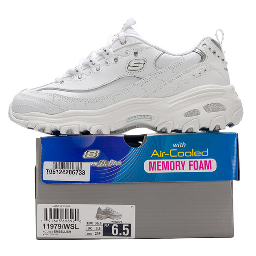 斯凯奇（Skechers）女鞋春季新款透气熊猫鞋官方正品休闲鞋老爹鞋小白鞋运动 11979-WSL 35