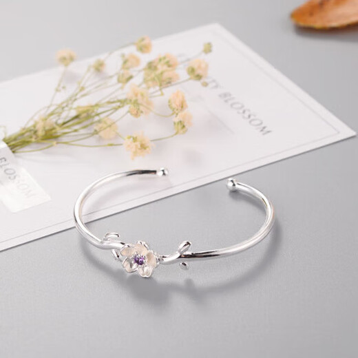 KZD Old Phoenix 999 pure silver bracelet temperament flower inlaid diamond sterling silver bracelet women's silver bracelet