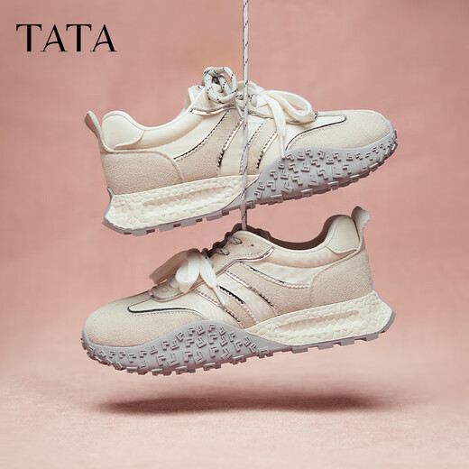 TATA thick sole casual forrest shoes for women's shoes 2025 spring and autumn CM702CM5 beige 39