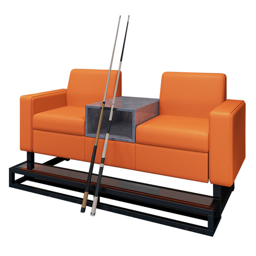 Billiards Sofa Billiard Hall Special Ball Viewing Chair Watching Deck Seats Leisure Special Double Billiard Room Chair Sofa Three-Seater Bright Orange + Rock Gray With Big Footrest (Storage