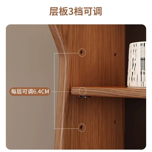 HOSHE solid wood side cabinet small apartment high cabinet kitchen wall integrated storage cabinet cabinet narrow side tea cabinet cabinet [Walnut color] side cabinet-50cm assembly