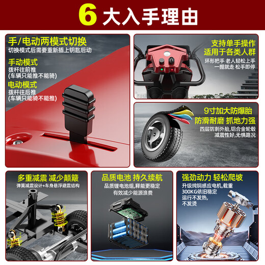 Yongqian elderly electric four-wheeler household foldable moped for the elderly and disabled smart elderly walking electric vehicle 20A lithium battery standard model about 70 miles / motor 300W