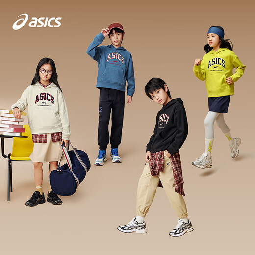 ASICS children's clothing 25 years new polar fleece hooded sweatshirt soft, comfortable, warm and loose long-sleeved
