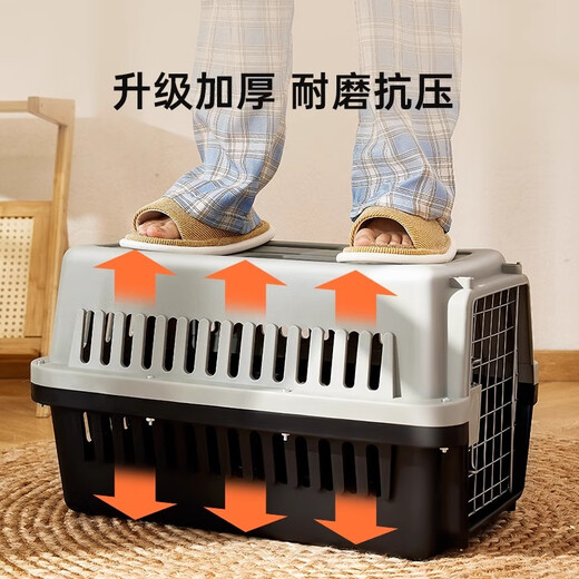 贝初众猫咪航空箱大号猫笼外出便携包猫咪箱子大中小型犬狗狗宠物托运箱 碳黑一号【适用12斤以下宠物】 【带隔尿板+挂碗】 带提手