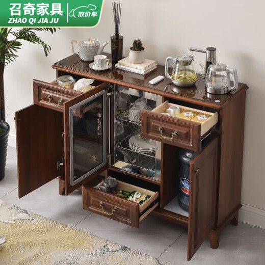 接运猫饮水机茶吧机家用全自动智能茶水柜带消毒2023新款实木轻奢一体柜 主图款 6626胡桃色带消毒