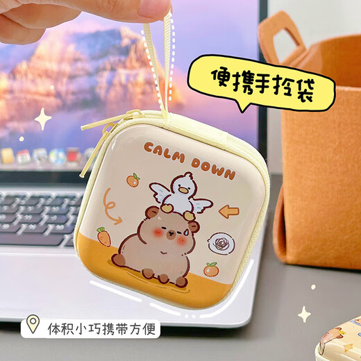 零钱包卡皮巴拉迷你零钱袋便携耳机包可爱水豚硬币钥匙包 小鹅河豚(方形)