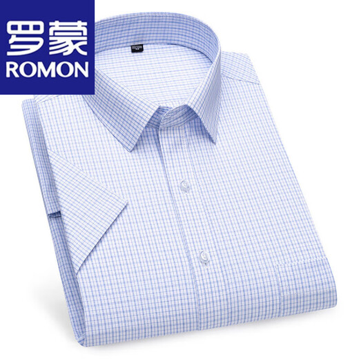 罗蒙（ROMON）高档短袖衬衫男士2025夏季新款商务职业上班条纹休闲免烫衬衣上衣 DX6636 38 推荐【85-100斤】