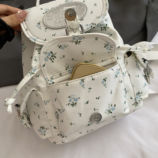 女士双肩包小清新双肩包女韩版百搭花朵旅游背包学生上课书包 碎花