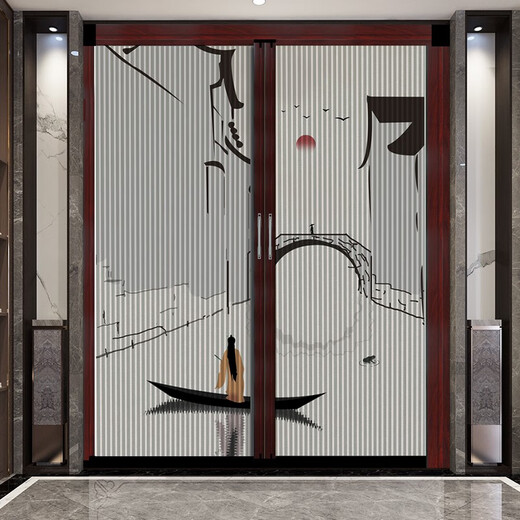 SANQIHU Puerta corredera de estilo chino Balcón Balcón Cocina Puerta plegable invisible sin golpear la puerta corredera A9276 Estilo de champán A9276 Estilo de champán