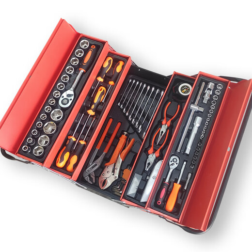 Oluoxun 85-piece industrial-grade multi-functional tool box portable folding combination set car auto repair household hardware tools 85-piece set in iron box