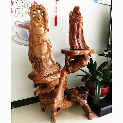 原木根雕花架树根天然摆件客厅多层盆景架鱼缸实木底座阳台 16852