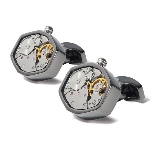 NOSSKISS international luxury brand rotatable mechanical gear cufflinks men's high-end movement cuff nails customized light luxury gift silver round movement cufflinks