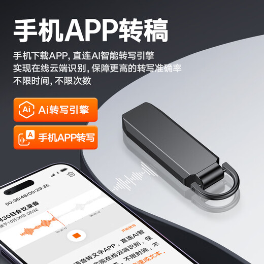Cool Dingdang Recording Pen Small Mini Portable Micro Professional Recording Artifact Anti-Cheating AI Device Converts Text Meeting Minutes Student Portable Zipper Keychain-shaped Recording Machine Upgraded丨Apple 15 Days Standby + 14 Hours Recording + AI Noise Reduction 16G
