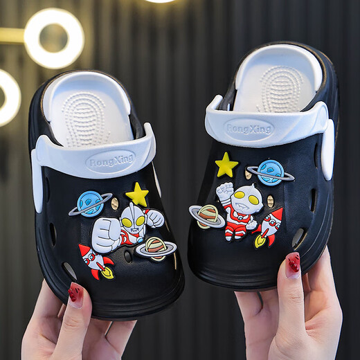 EVA Summer Cute Cartoon Ultraman Boys and Girls Croc Shoes Non-slip, Wear-Resistant and Breathable Home Croc Shoes EVA Environmentally Friendly and Skin-Friendly Upgraded Version Blue 30 Inner Length 19CM