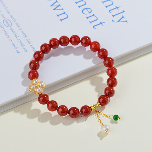 
Red agate bracelet wishful thinking pearl peace buckle retro style light luxury fashion transport bead bracelet jewelry C693 red agate fashion bracelet