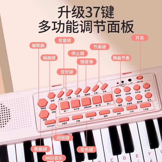 Leleyu (Leleyu) 37-Key-Elektronik Klavier Kinderspielzeugmusikinstrument Anfänger Frühes Bildung mit Mikrofon und kleinem Klavierjungen- und Mädchengeburtstag Geschenk