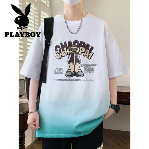 花花公子（PLAYBOY）13初高中学生夏季短袖t恤12-15岁男孩帅气上衣16大童纯|棉半袖体 6169米色(单件T恤) 品质保证 L 建议(98-110)斤左右