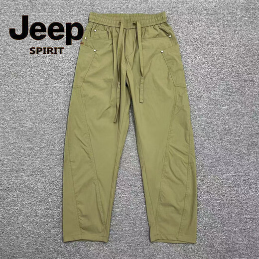 Jeep Spirit Sommer Neue atmungsaktive Schnelltrocknungs-Arbeitskleidung Casual Hosen für Männer lose geradlinige Hose mit breitem Bein Muschi Harlan Scimitar Hosen Militärgrün K210 M 100-125jin [Jin gleich 0,5 kg]