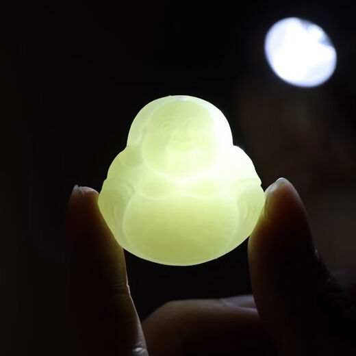 KZD Old Phoenix 999 white cyan Maitreya Buddha big belly Buddha laughing Buddha pendant jade Buddha head jade pendant lanyard necklace for women cyan white Maitreya Buddha tied with rope and shipped