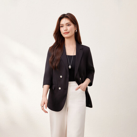 Fibre Show [Intellect and Capable Temperment Lacele Suit Jacket] grande taille Fat MM2025 Summer New Style 2694 Black 3xl