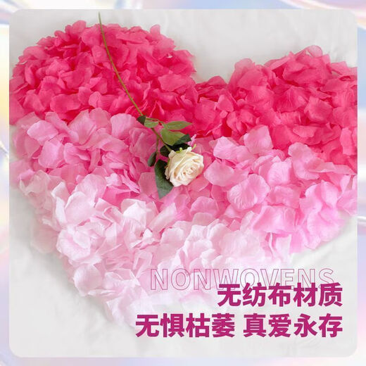 仿真玫瑰花瓣婚礼手撒结婚婚房ktv酒吧表白求婚情人节布置装饰 大红色 约【1999片】