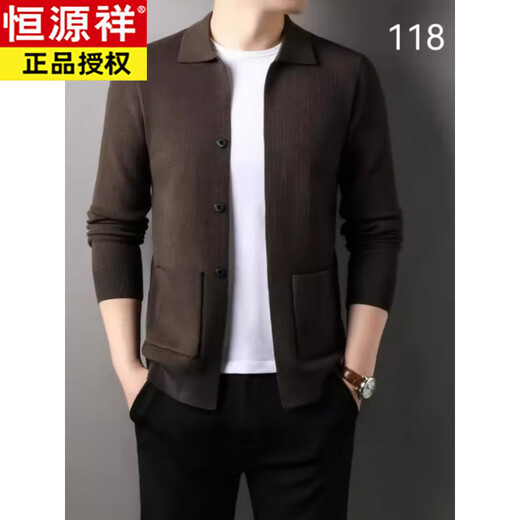 Hengyuanxiang brand new wool jacket men's spring and autumn style business casual middle-aged men's wool knitted cardigan sweater jacket black 2XL