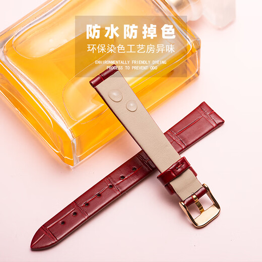 DK适配真皮牛皮手表带女薄款LS3951 3886 3887 51196红白蓝表链14mm 需要金色蝴蝶扣拍此选项备注好 14mm