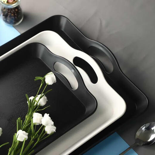 Huanjin Japanese-style pallet with wood grain with handle plastic end dishes rectangular hotel restaurant black non-slip Korean portable tray Korean 693 tray