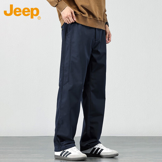 Jeep (JEEP) casual pants for men's spring and autumn trendy loose work pants for men's sports straight men's pants Navy blue XL