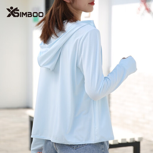 Simboo Fashion Ice Silk Sun Protection Clothing for Women and Men Outdoor Skin Windbreaker Jacket Summer Breathable Anti-UV Sports Fishing Wear 2088 Yuelan-Female M (Summer Essential)