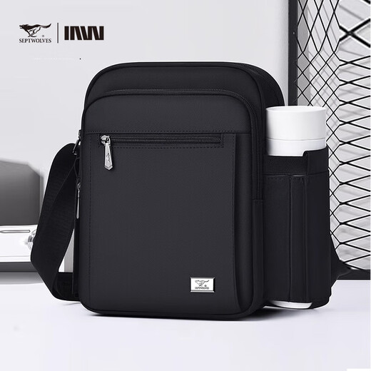 Septwolves Shoulder Bag Men's Casual Crossbody Backpack Lightweight Commuting Leisure Travel Side Pocket Water Cup Birthday Gift