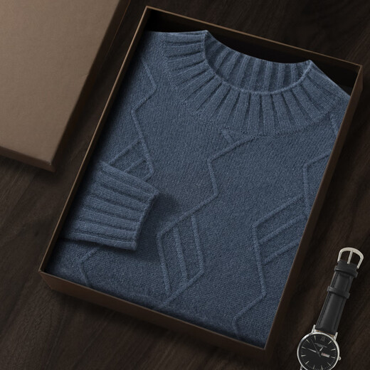 
Mongolian cashmere Ordos City new cashmere sweater for men's half turtle neck thickened men's warm jacquard casual base sweater elegant camel L 130----150Jin [Jin equals 0.5 kg]
