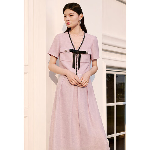 OBBLIGATO Summer ribbon bow embroidered buckle truncated floral yarn jacket lavender purple jacket S