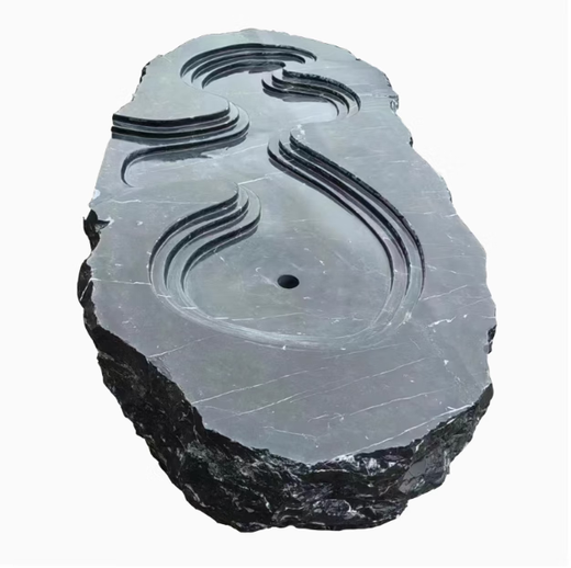 Flowing water landscape stone outdoor landscaping Black Mountain stone water bowl circulating water system floor-standing ornaments flowing water fountain water feature length 200 style 7